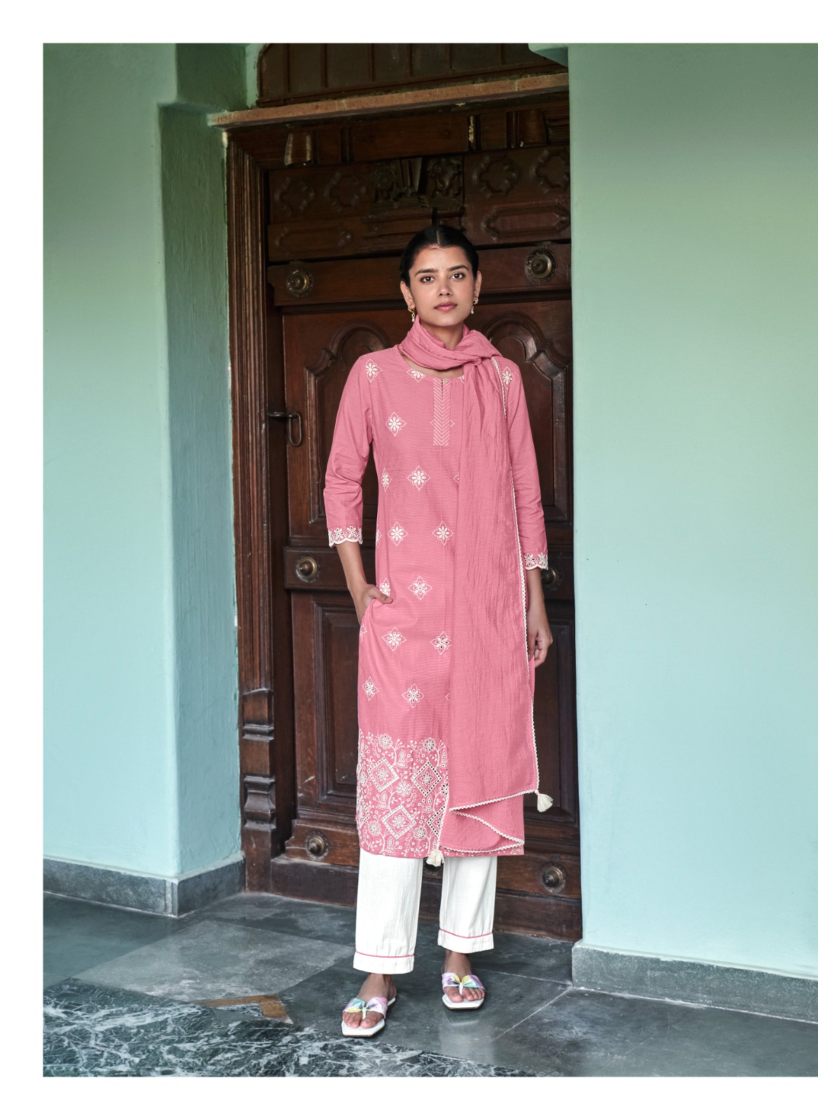 Inara Four Buttons Readymade Pant Style Suits Manufacturer Wholesaler